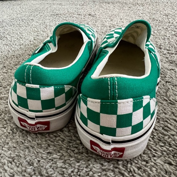 Green Checkered Slip On Vans - Picture 3 of 6